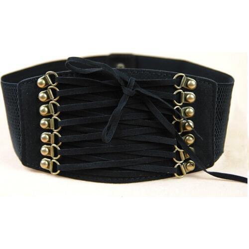 Women Fashion Belt Trench Velvet Retro Rivet Tassel Wide Cummerbund Strap Belt Waist Female Women Accessories