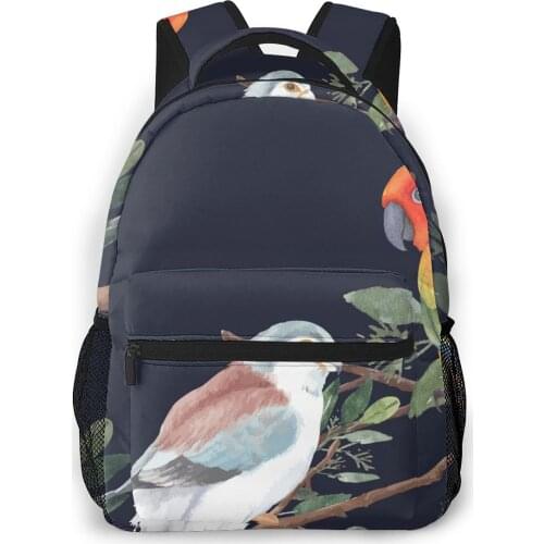 Backpack Women Shoulder Bag Bird Finch Sun Conure Leaves Watercolor Fashion School Bag For Teenage Girl Backpacks Travel Bag