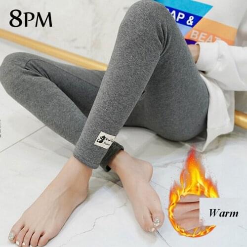 Winter Fleece Lined Leggings Cotton Cat Korean kawaii Warm Thick Thermal Pants High stretchy Elastic ouc1706