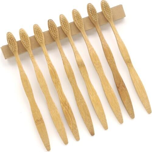 8 Pieces Painted Bamboo Made Toothbrush Wood toothbrush Novelty Bamboo soft-bristle Capitellum Bamboo Fibre Wooden Handle