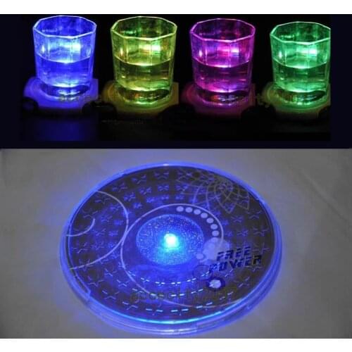 1X LED Coaster Color Change Light Up Drink Cup Mat Tableware Glow Bar Club Party JJ2834