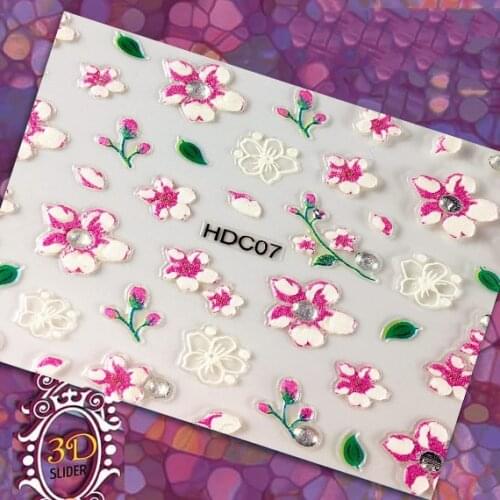 24PCS Crystals Nail Charm White-Flowers Lace 3d Nail Stickers Decals Self Adhesive DIY Charm Design Manicure Nail Art Decoration