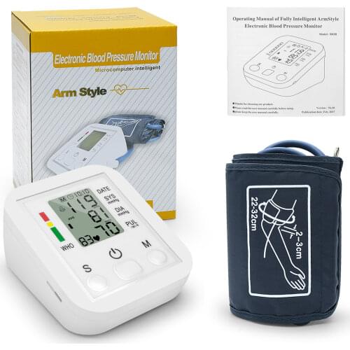 Automatic Digital Arm Blood Pressure Monitor Sphygmomanometer Electronic Mini Blood Pressure Meter Tonometer