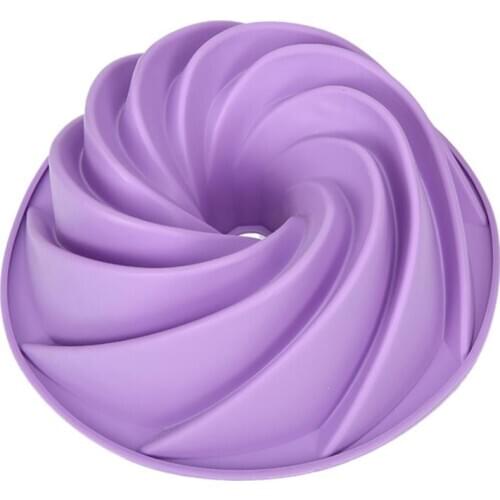Large Spiral Shape Food Grade Silicone Bundt Cake Mold Pan 3d Fluted Cake Mould Form Bread Bakery Baking Tools Bakeware