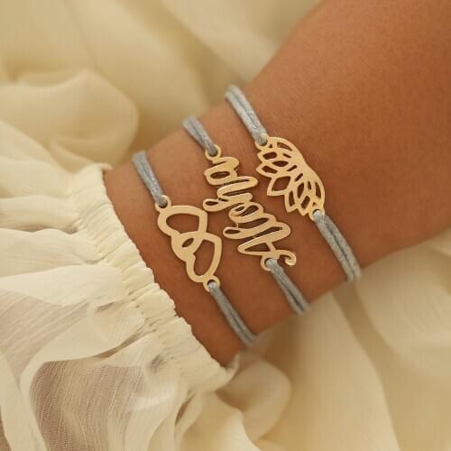 3PCs Hawaii Aloha Lotus Yoga Bracelets Set Double Heart Charm Boho Bangles for Women Wrist Knit Rope Bracelets Fashion Jewelry