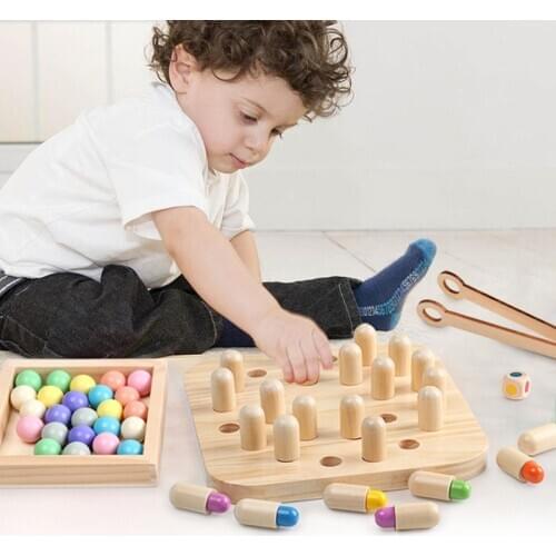 New Baby Early Educational Toys For Children kids Montessori Wooden Toys Hands Brain Training Clip Beads Puzzle Board Math Game