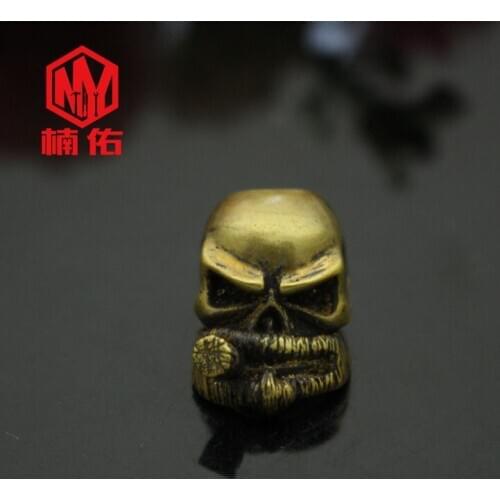 EDC Smoking Bald Bearded Paracord Brass Knife Bead Survival Bracelet Decoration Accessory Pendant