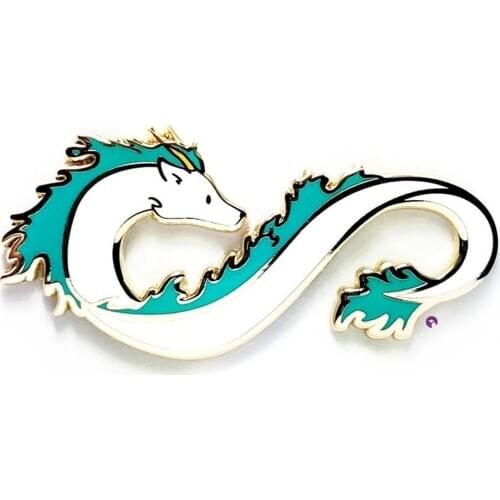 Elegant Bailong White Dragon Infinite Hard Enamel Pin Anime Spirited Aways Medal Brooch Fashion Cartoon Animal Badge Accessories