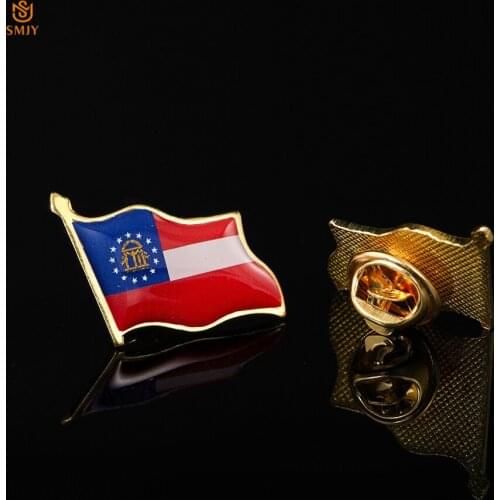 USA Flag Enamel Gold Plated Pin Georgia Independence Day Patriotism Lapel Suit Cowboy Hat Wearing Jewelry Brooch&Badge Gift