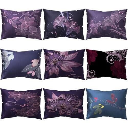 Purple Flower Print Throw Pillow Case Cushion Cover Sofa Bed Car Cafe Decoration