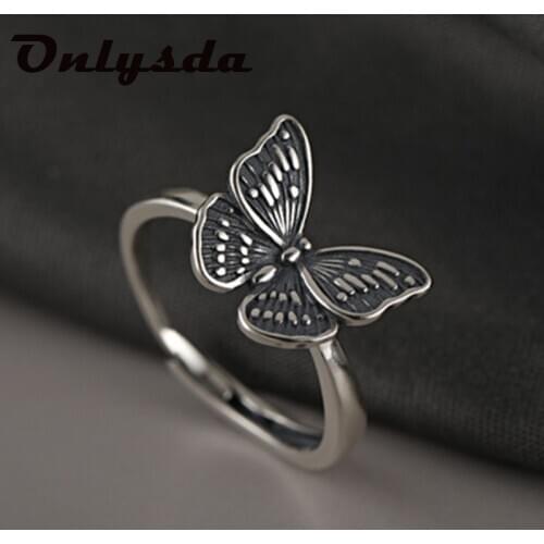 Gothic Harajuku Stainless Steel Butterfly Adjustable Punk Rings For Women Men Egirl BFF Aesthetic Jewelry Hot Sale Anillos Mujer