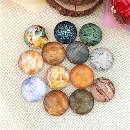 Julie Wang 8-30mm Glass Cabochons Mixed Stone Rock Crack Pattern Fat Back Round Demo Jewelry Making Accessory