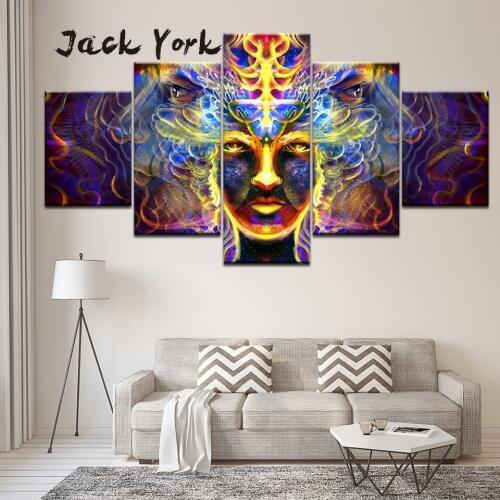 Canvas Painting Womens head abstract modern art 5 Pieces Wall Art Painting Modular Wallpapers Poster Print Home Decor