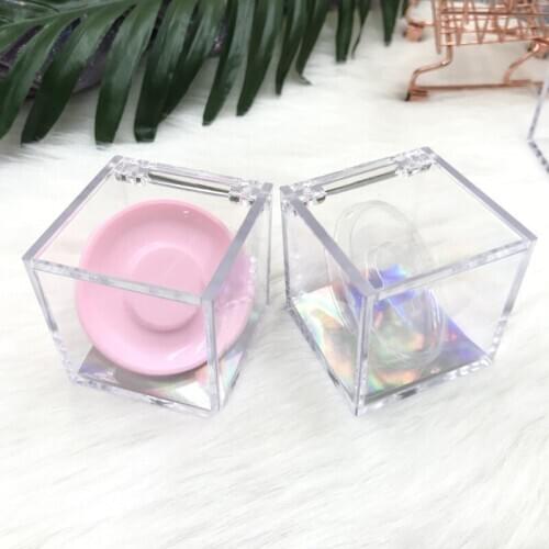 Eye Lash Box Clear Cases Cube Shape 12pcs/lot 6x6x6cm with Circle Tray Inside Fir 25mm 27mm Mink Eyelash