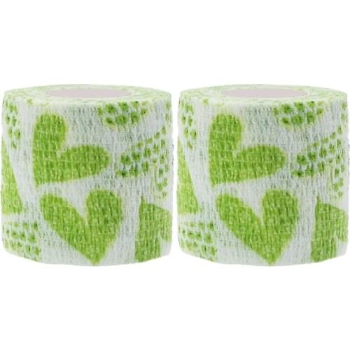 2Pcs Printed Self Adhesive Elastic Bandage 4.5m Colorful Sport Wrap Tape for Finger Joint Knee First Aid Kit Pet Tape