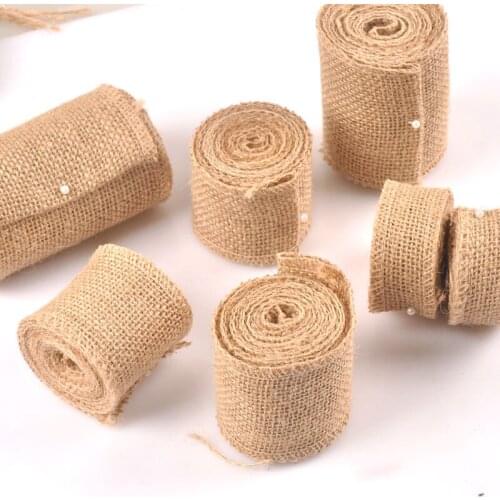 2M/lot Natural Jute Burlap Ribbons For DIY Wedding Party Decor Ornament Hemp Ribbon Handmade Gift Wraping Craft Supplies c2412