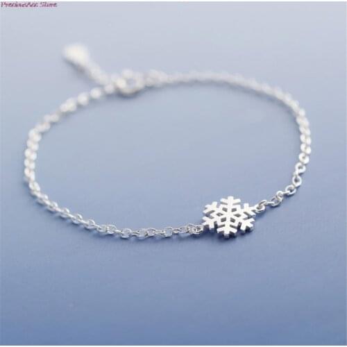 Fashion New Plated Love Charm Women Girl Snowflake Shape Wrap Chain Bracelet Winter Dainty Bridesmaid Jewelry Gift