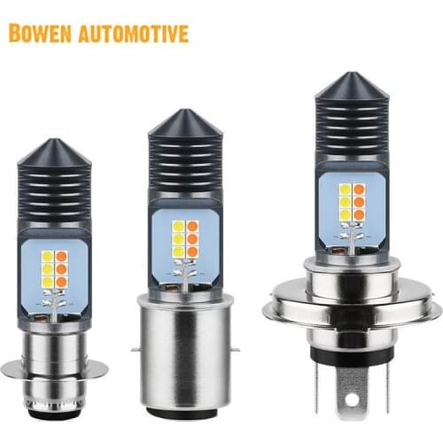 Motorcycle LED headlamp dual color H4 H6 ba20d 3030-12smd bright large bulb