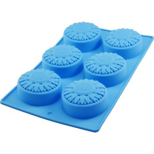 Soft silicone baking tray cake mold diy soap appliance 6 even chrysanthemum moon cake pudding mold mechanism mold