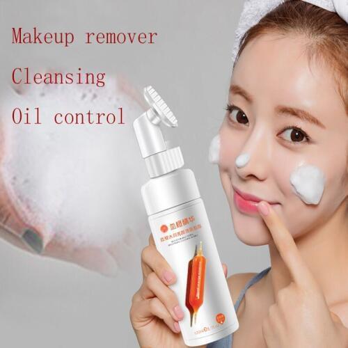 Blood Orange New Energy Bubble Deep Cleansing Mousse Abundant Foam Makeup Remover Cleanser Silicone Brush Face Care Oil Control