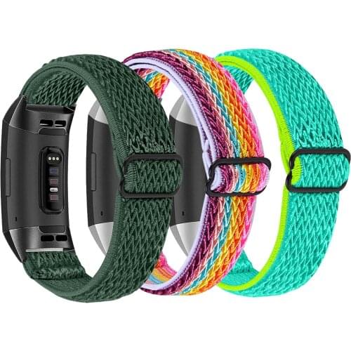 Essidi New Nylon Elastic Bracelet Band Loop For Fitbit Charge 4 3 2 Woven Sports Watch Wrist Strap For Fitbit Charge 3 4 se