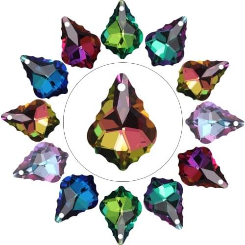 Top Quality Blue Crystal Baroque Pendant 11x16/15x22mm Crystal Charm Beads Maple Leaf for Jewelry Making Necklace Earrings DIY