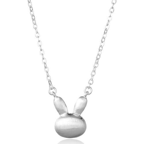 925 Sterling Silver Necklace Pendant For Women Brushed Bunny Pendant New Fashion Trendy Charm Chain Choker Girls Gift Jewelry