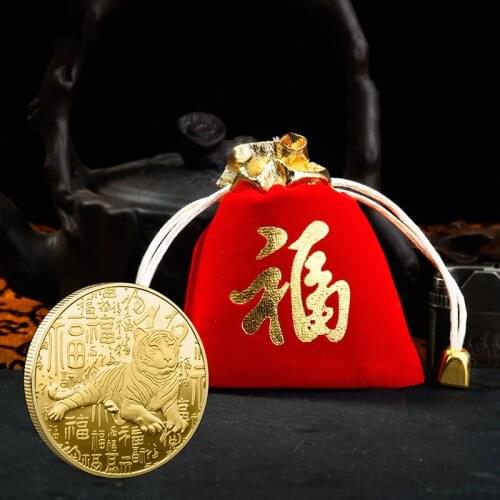 2022 Year of TheTiger Commemorative Coin Chinese Zodiac Souvenir Coin Silver Plated Non-currency Coins For Home Decoration