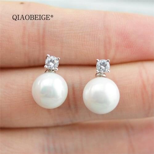 QIAOBEIGE DIY Pearl Mountings, without pearl bead, Crown Designs Simple Fashion Gold Jewelry Stud Earrings For Women Accessory