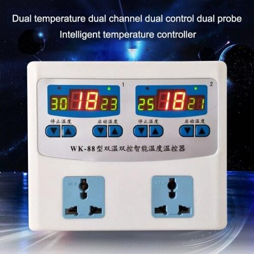 Dual-temperature dual-channel dual-control dual-probe intelligent temperature controller digital display automatic Microcomputer