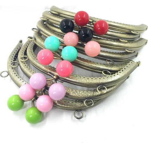 DIY bronze knurling flower pattern half round women purse frame candy color buckle design female coin bag clasp 10pcs/lot