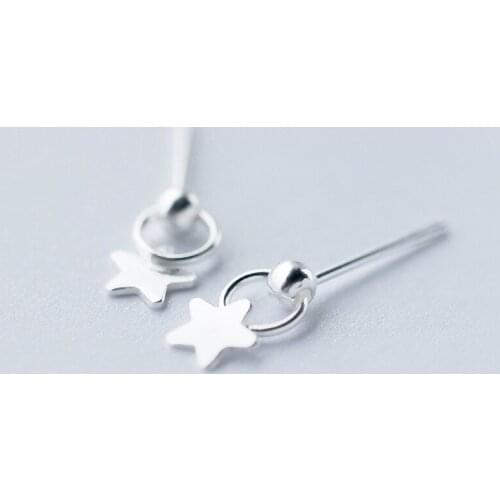 925 Sterling Silver Star Stud Earrings For Women Wedding Jewelry Prevent Allergy Brincos pendientes mujer moda