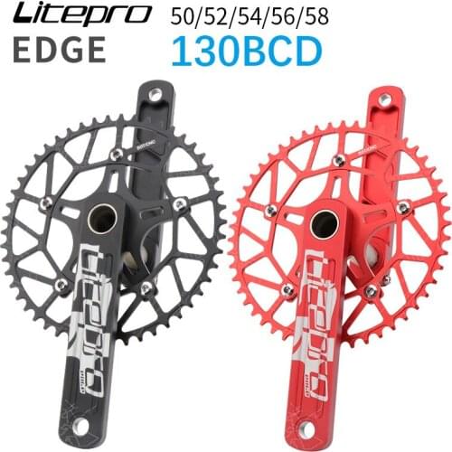 Litepro 130BCD Crankset for folding bike aluminum hollow lightweight crank 130 bcd 50 52 54 56 58t tooth 170mm