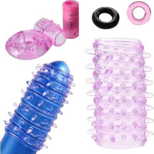 Male Silicone Vibration Penis Condom Sleeve Ring Delay Ejaculation Adult Toy Delay Ejaculation Super Stretchy Sex Toys for men