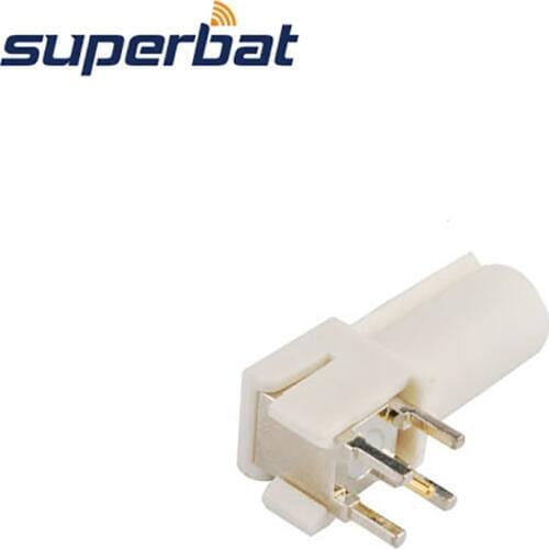 Superbat Auto Radio Antenna Connector Fakra B White/9001 Plug PCB Mount Right Angle for Radio with Phantom Supply