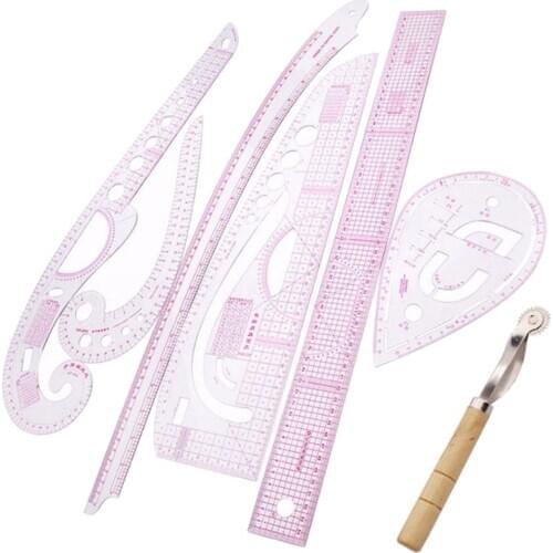Spot 7Pcs/Set Ruler Tailor Measuring Kit Clear Sewing Drawing Ruler Yardstick Sleeve Arm French Curve Set Best Price