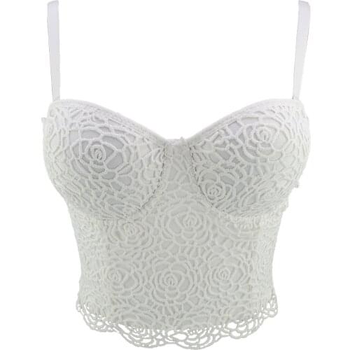 New Women Sexy Floral Black White Burgundy Lace Tops Camisole Ladies Trendy High Street Chic Celebrity Adjustable Crop Tops 2021