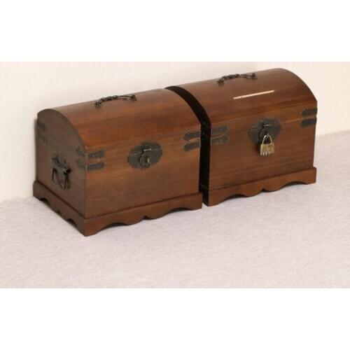 High Quality Piggy Bank Wooden Treasure Chest With Lock Storage Box Safety Safe Cash Coin Saving Money Box Jewelry Jar 2020 New