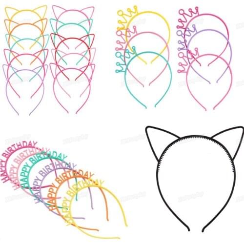 Fashion women kids crown ears head bands Lady Girl Hairband birthday Headband Baby birthday cat party Hair Accessories hoop