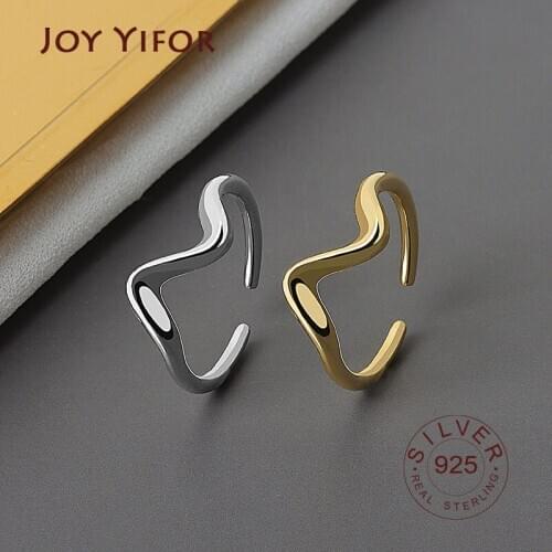 S925 sterling silver rings for women curve line wave Open Adjustable Finger Ring fine jewlery Anti-allergy Jewelry Accessories