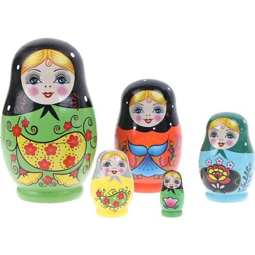 1 Set Nesting Dolls Color Painted Russian Matryoshka Doll Handmade Crafts Russian Nesting Dolls Baby Toy Girl Doll wholesale