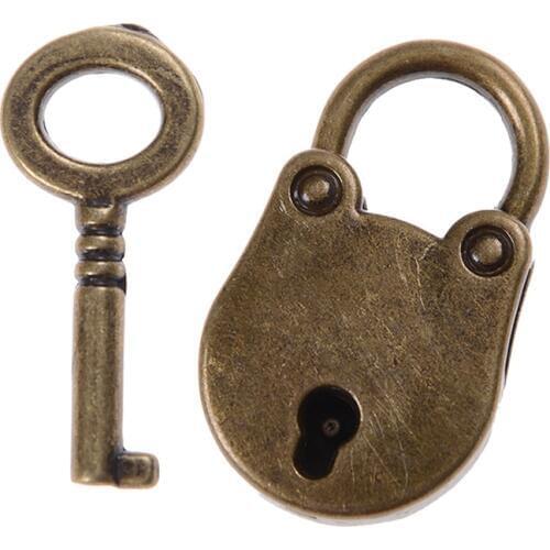 1PC Bronze Vintage Old Antique Style Mini Archaize Padlocks Key Lock With Key Candado Combinacion