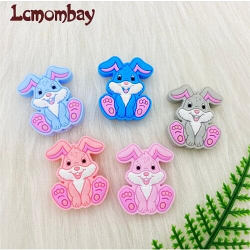 10pcs Silicone Beads Baby Teething Necklace lovely rabbit Baby Teether Molar Toy Gift