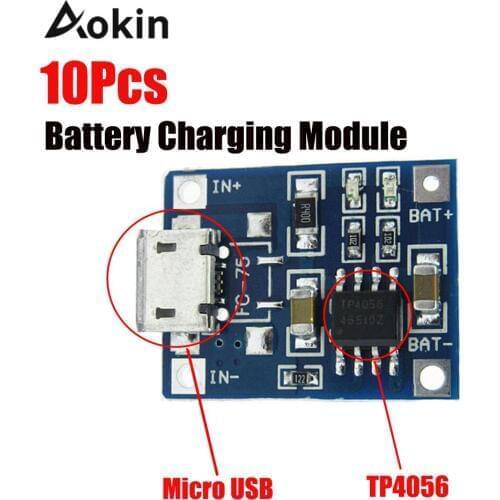 10pcs Tp4056 5v 1a Micro Usb 18650 Lithium Battery Charging Board Charger Module Protection Dual Functions For Arduino Diy Kit