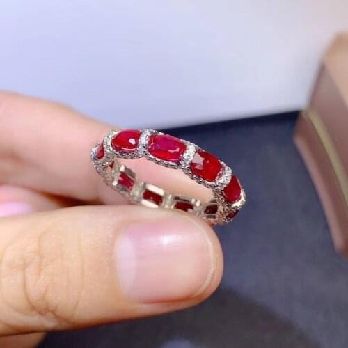 100% Natural Genuine Ruby Gemestone Fashionable Silver Ring 925 Solid Sterling Silver Ruby Wedding Ring Best Gift for Girl