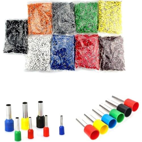 100pcs/lot E2508 E2510 Insulated Electrical Crimp Terminals 2.5mm2 AWG14 Block Cord End Wire Connector