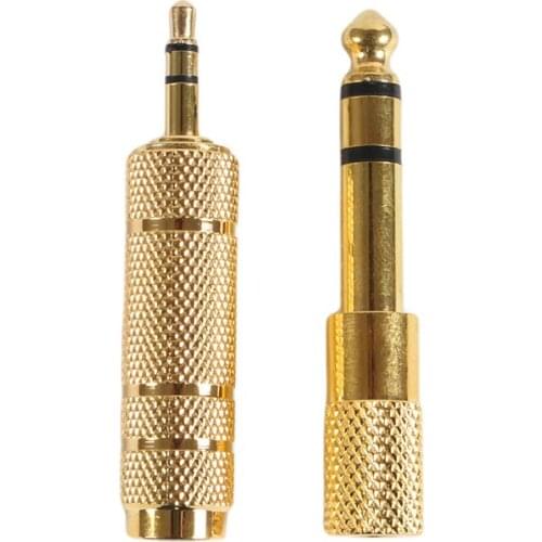 2sets Stable Guitar Accessories Stereo Jack Plug Audio Adapter Microphone Gold Plated 6.35mm Male To 3.5mm Female For Headphone
