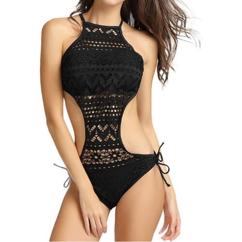 2021 Sexy Lace Up Monokini Women Swimwear One Piece Swimsuit Female Bandage Hollow Out High Cut Bather Bathing Suit Swim Lady