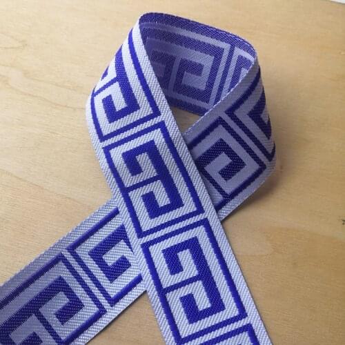 3.3cm 33mm 1-3/8' classic traditional CC TT Blue White Block Rhombus Ribbon Costume Laciness National Jacquard Webbing Lace Trim