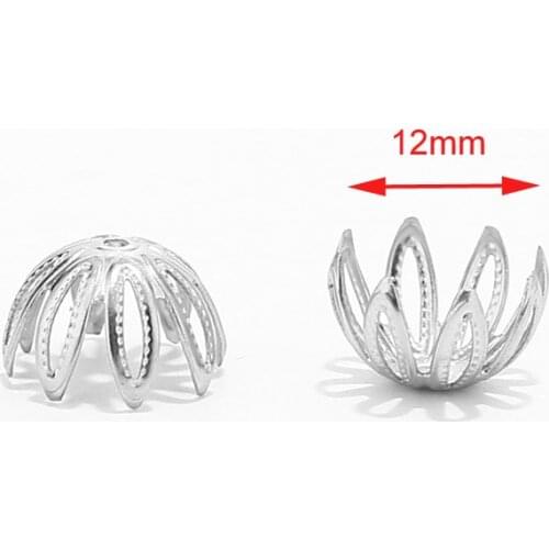 50pcs/lot Stainless Steel Flower Bead Caps for Jewelry Beading Making 12mm